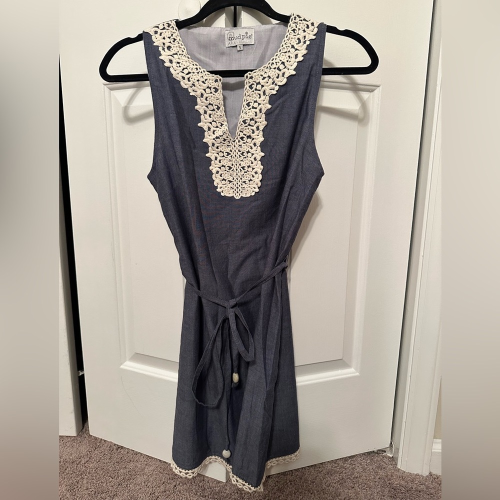 Mud Pie - Chambray Dress with Lace Trim - S
